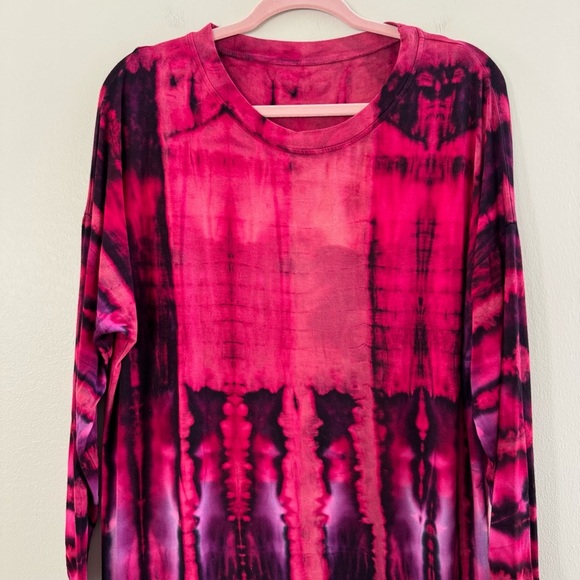 Tie Dye Purple & Red Viscose Long Sleeve Dress Large - Picture 5 of 5